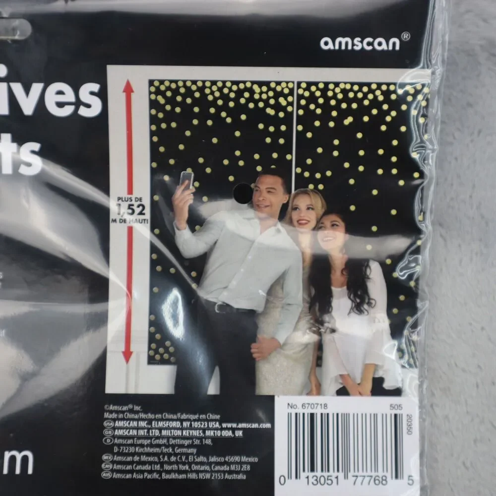Selfie Scene Setter Backdrop Picture Photo Booth Black Gold Classy Confetti 5'